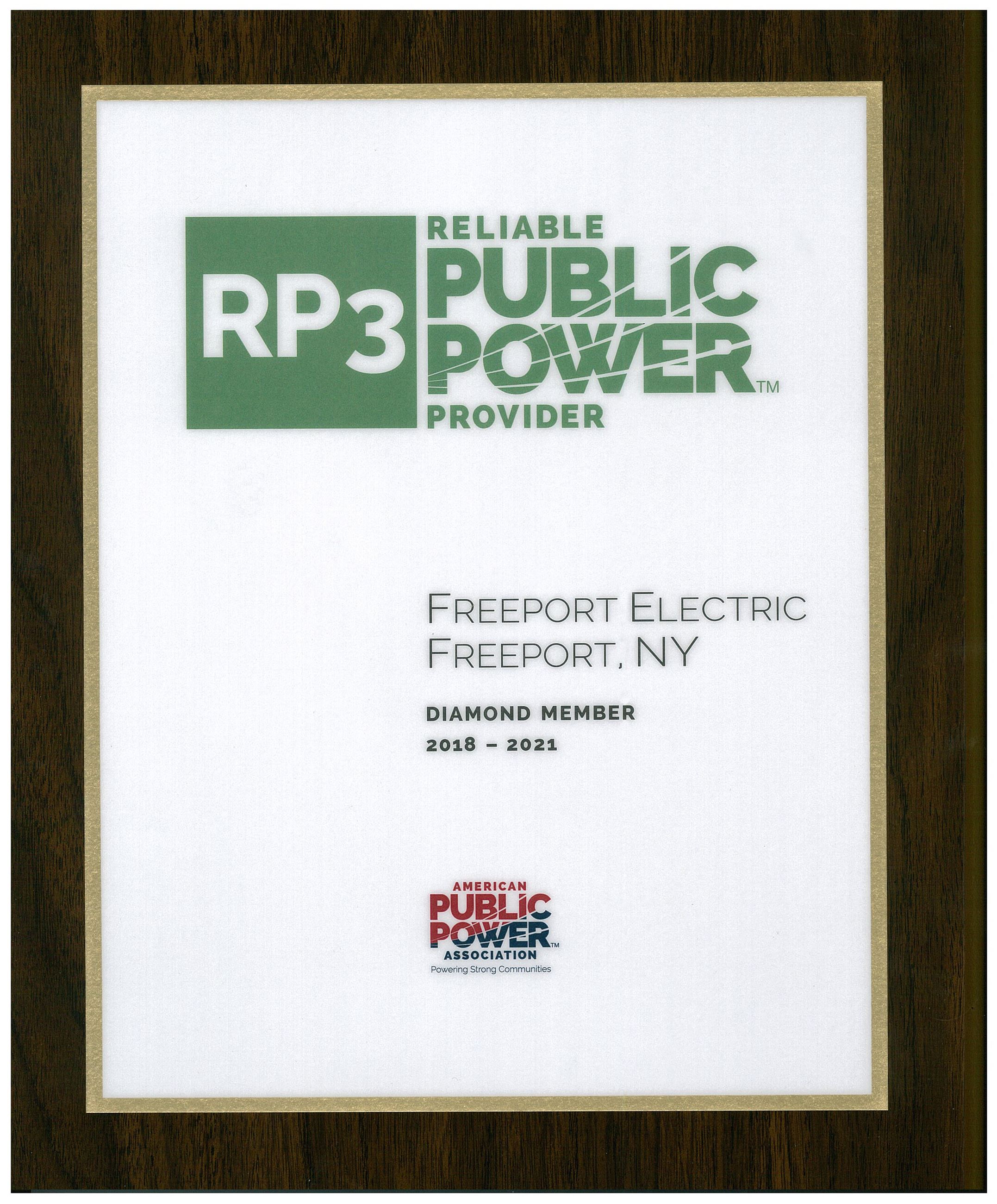 RP3 DIAMOND AWARD